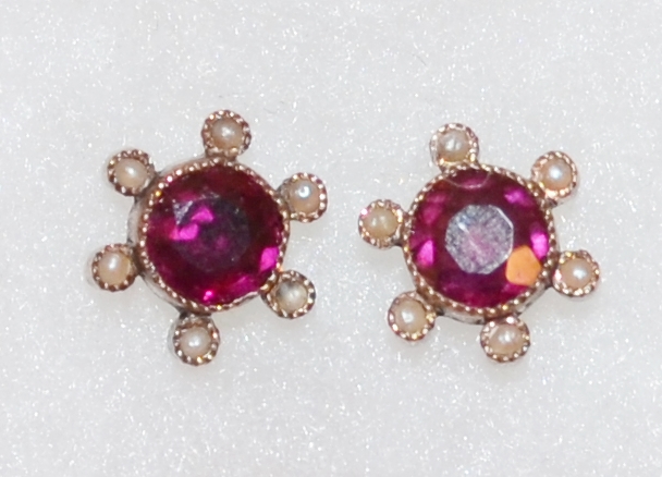ANTIQUE TOURMALINE STUD EARRINGS - Click Image to Close