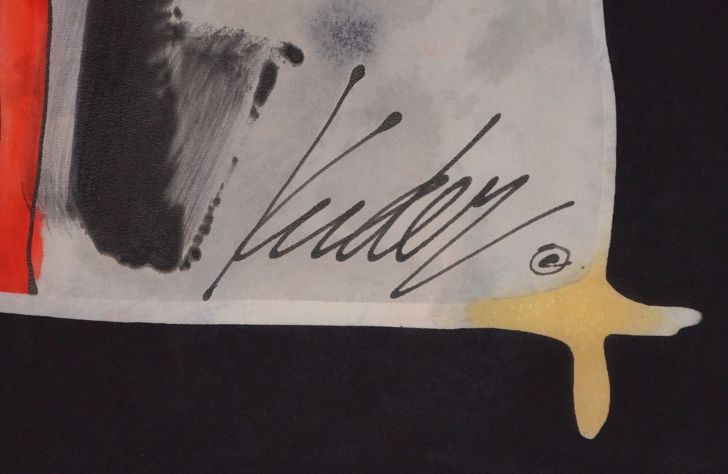 HAND PAINTED SILK SCARF SIGNED KUDEY