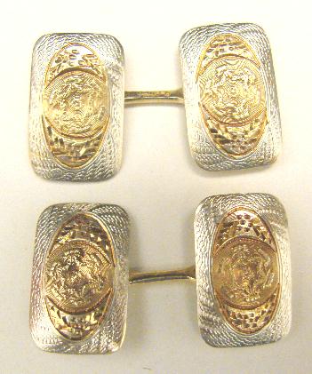PLATINUM ON GOLD EDWARDIAN CUFF LINKS - Click Image to Close