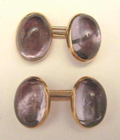 ANTIQUE AMETHYST DOUBLE SIDED CUFF LINKS