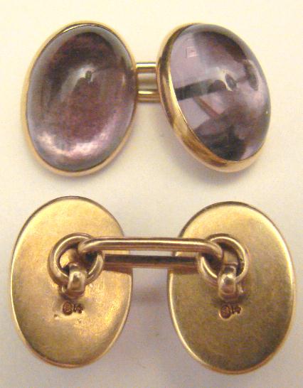 ANTIQUE AMETHYST DOUBLE SIDED CUFF LINKS